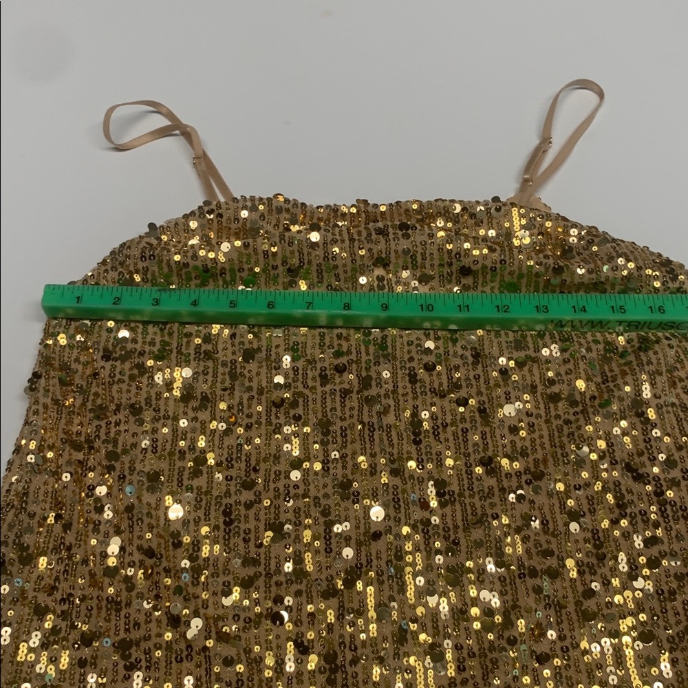 NWOT Free People Midnight Kiss mini slip dress gold sequins size Medium - Picture 4 of 12